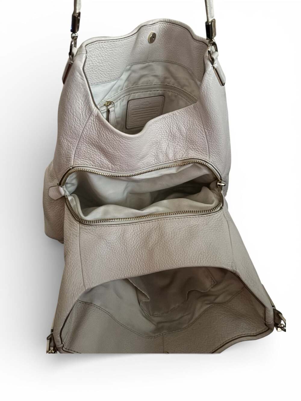 Coach Madison Phoebe Shoulder Bag in Ivory Pebbled Leather - Picture 7 of 9
